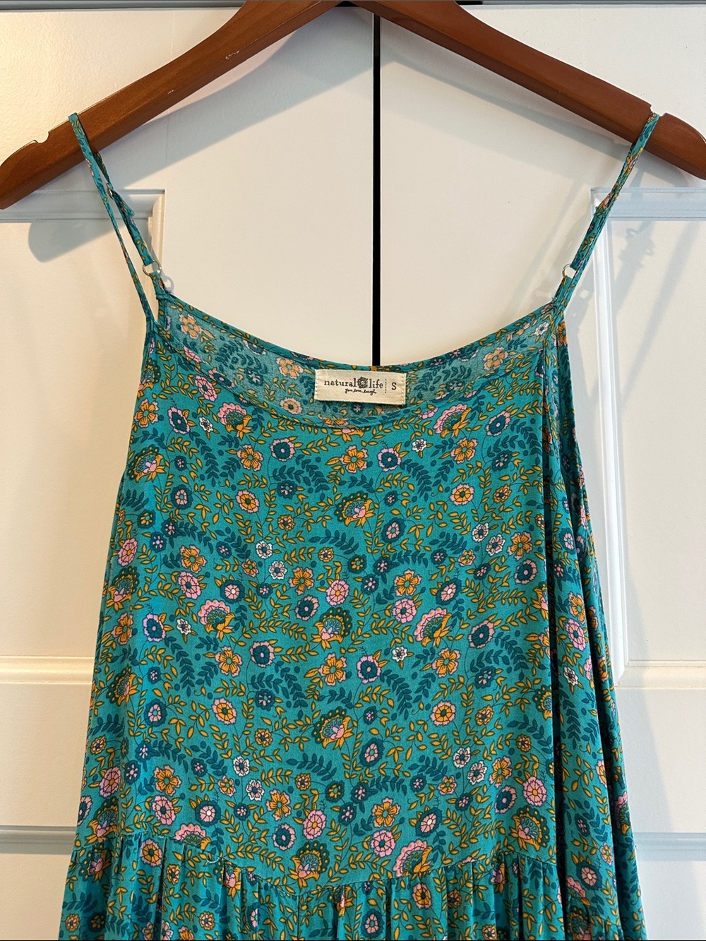 NATURAL LIFE Teal Floral Print Wide-Leg Jumpsuit with Border Hem - Picture 4 of 5